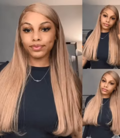 Light Flaxen Brown Silky Straight 13x4 Transparent Lace Front Wig